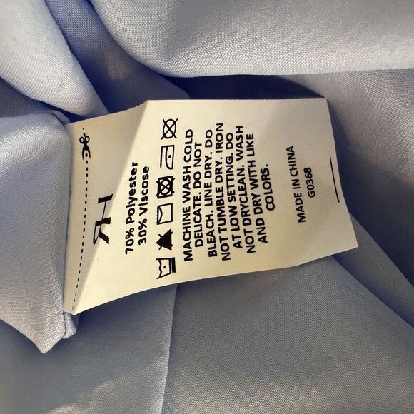 Rihoas Midi Dress Lace Trim Puff Sleeve V Neck Woven Blue S NWT - Picture 5 of 5